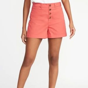 High-Waisted Button-Fly Twill Shorts For Women